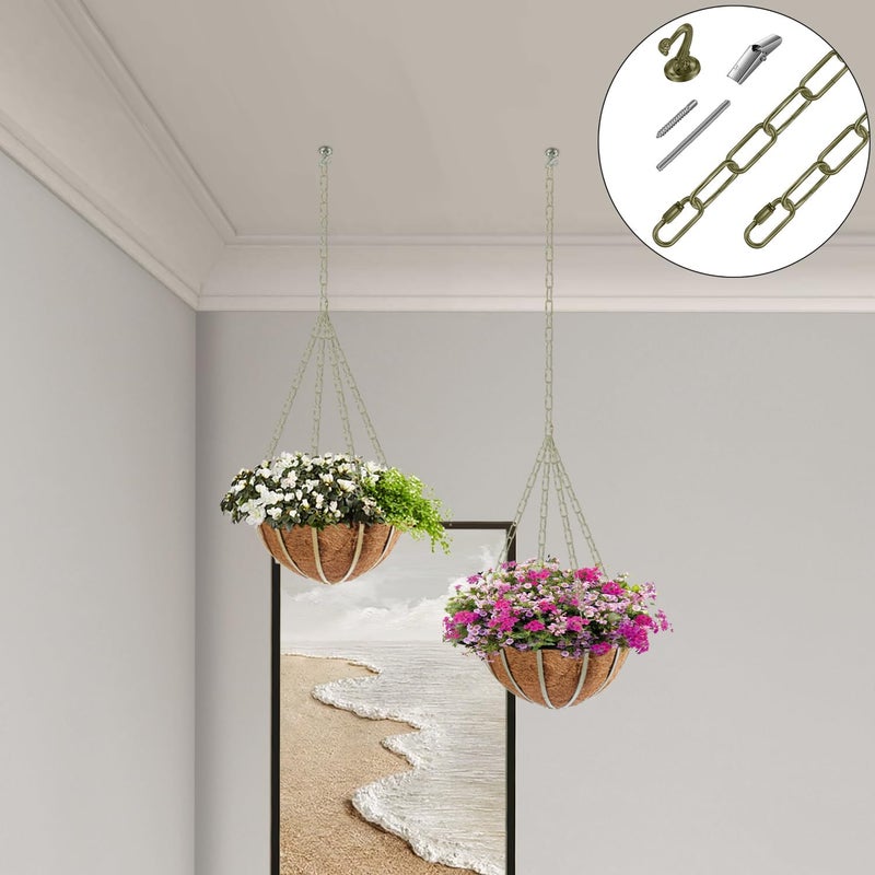 Omytie 12 Ft Heavy Duty Hanging Chain Kit with Connection Locks & Swag Ceiling Hooks for Lighting Fixture, Chandelier, Pendant, Lantern, Swag Lamp, Plant/Flower/Fruit Basket, Bird Feeder (Bronze) - Image 4